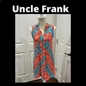 Anthropologie Uncle Frank Mini neck tie key hole back sleeveless dress